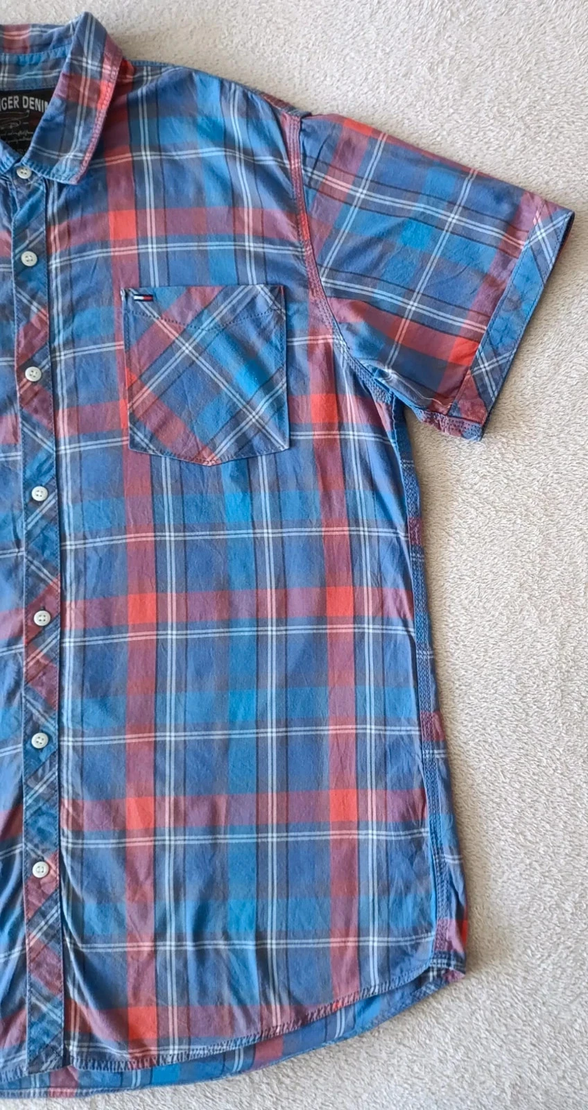Chemise Tommy Hilfiger Denim à carreaux multicolore manches courtes Taille XXL – photo 5